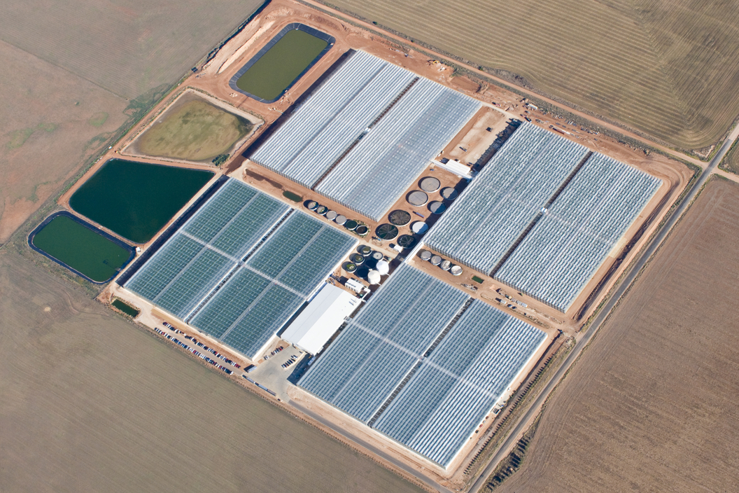 Aerial view of Dvineripe glasshouse built by Van der Hoeven in Australia - Life Cycle of a Greenhouse